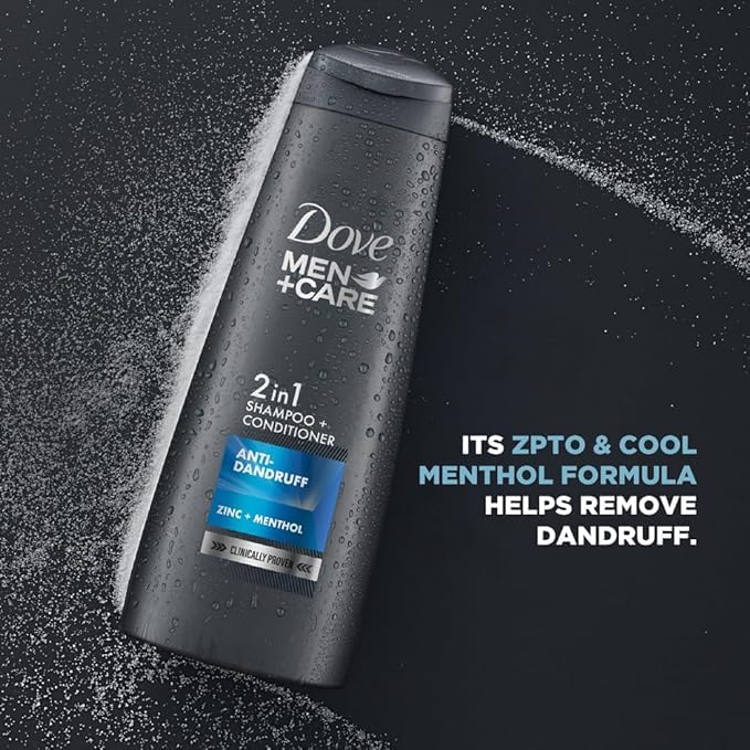 Dove Men+Care Anti Dandruff 2-in-1 Shampoo and Conditioner for Men, 11.49 Fl Oz (340ml) - Controls Dandruff & Soothes Scalp - Perfect for Daily Hair Care & Scalp Health