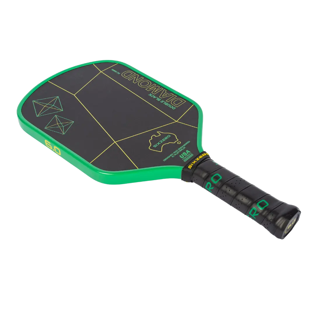 Six Zero Double Black Diamond Control 16mm Pickleball Paddle - Green/Gold | Premium Performance Pickleball Racket for Competitive Play & Tournament Use