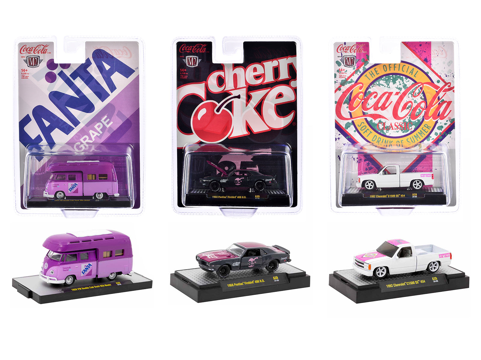 M2 Machines 1/64 Scale Diecast Model Cars - Limited Edition Sodas Set of 3 (Only 9250 Made Worldwide) - Perfect for Collectors, Display Cases, and Diecast Car Enthusiasts