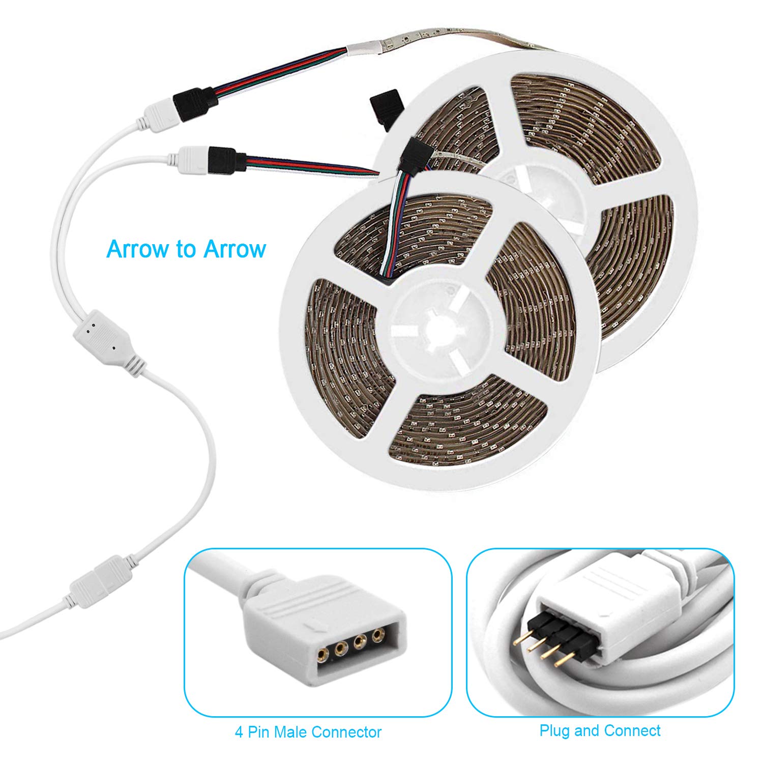 5050 RGB LED Strip Connectors 4 Pin - 10mm L Shape LED Light Connector Kit for Indoor/Outdoor Decoration, Home Theater & DIY Lighting Projects