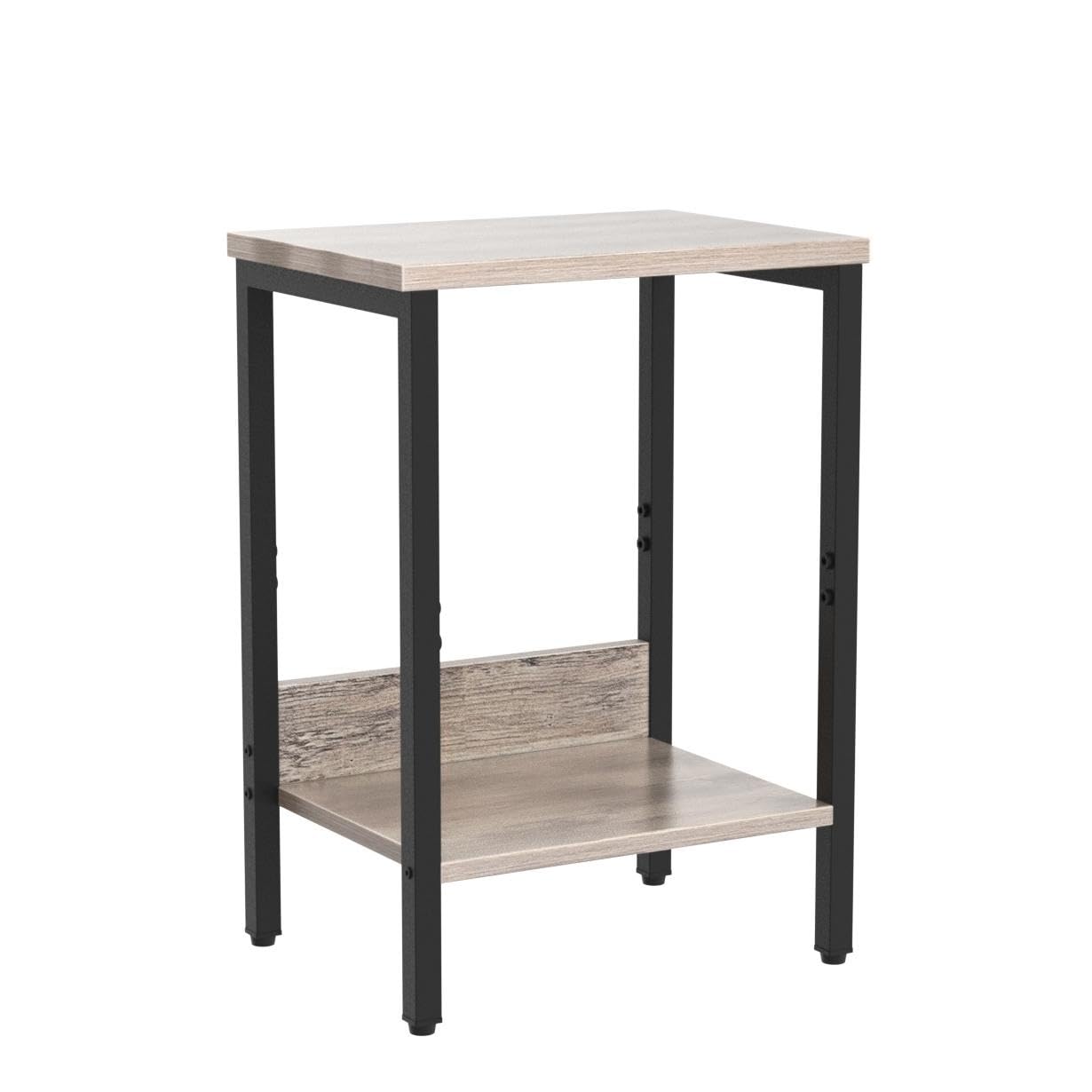 ALLOSWELL 2-Piece End Tables Set with Storage Shelf - Slim Industrial Nightstands, Steel Frame Side Tables for Living Room, Bedroom & Study - Greige Finish (ETHG5001S2) - Perfect for Small Spaces & Modern Home Decor