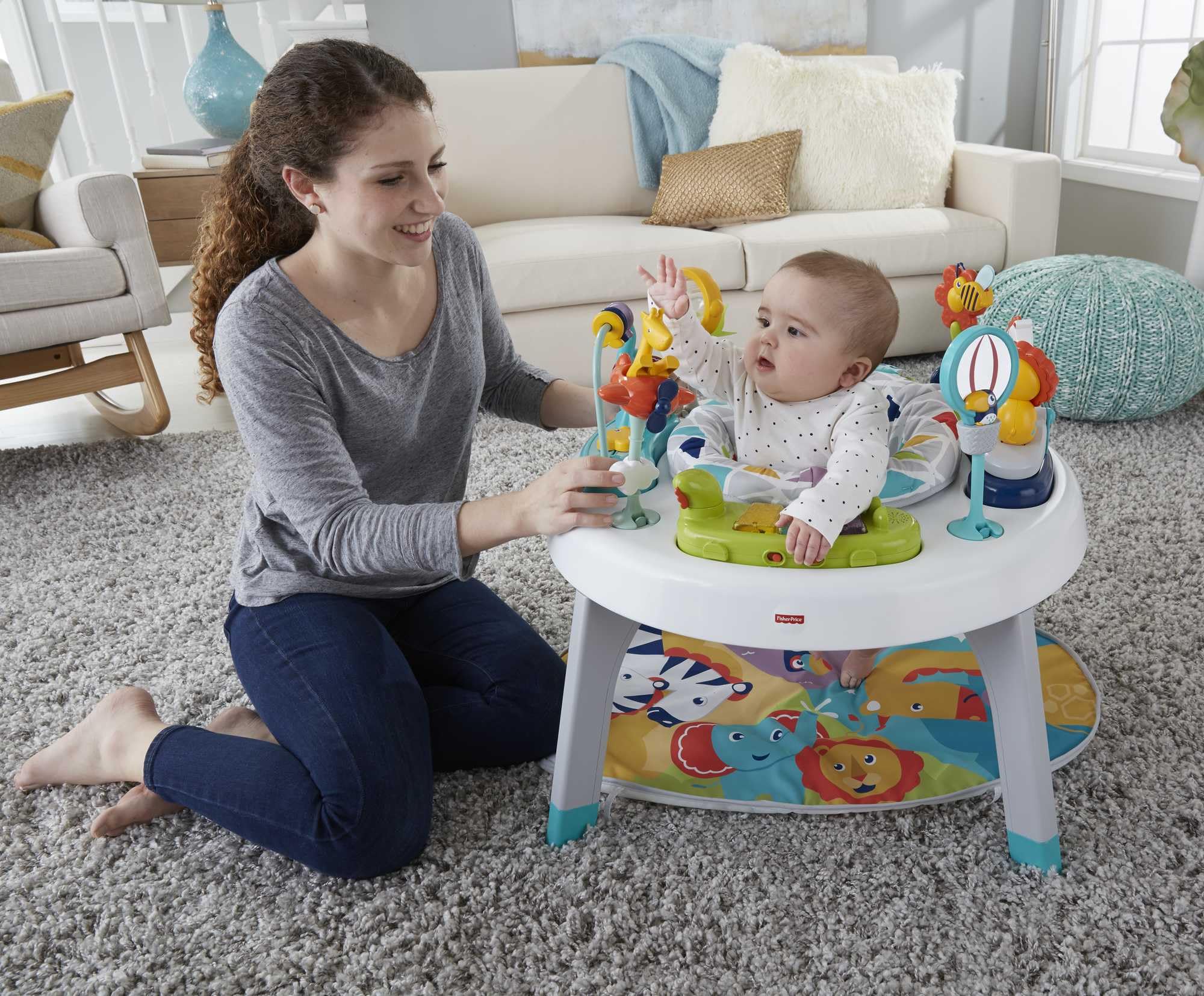Fisher-Price 3-in-1 Sit-to-Stand Activity Center with Playmat, Music, Lights & Spiral Ramp - Interactive Baby to Toddler Learning Toy for Motor Skills Development - Perfect for Playtime, Nursery & Daycare Use
