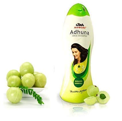 Aswini Adhuna Amla Shampoo 450ml - Natural Hair Growth & Scalp Care for Strong, Shiny Hair - Pack of 1 - Perfect for Daily Use & Damaged Hair Repair