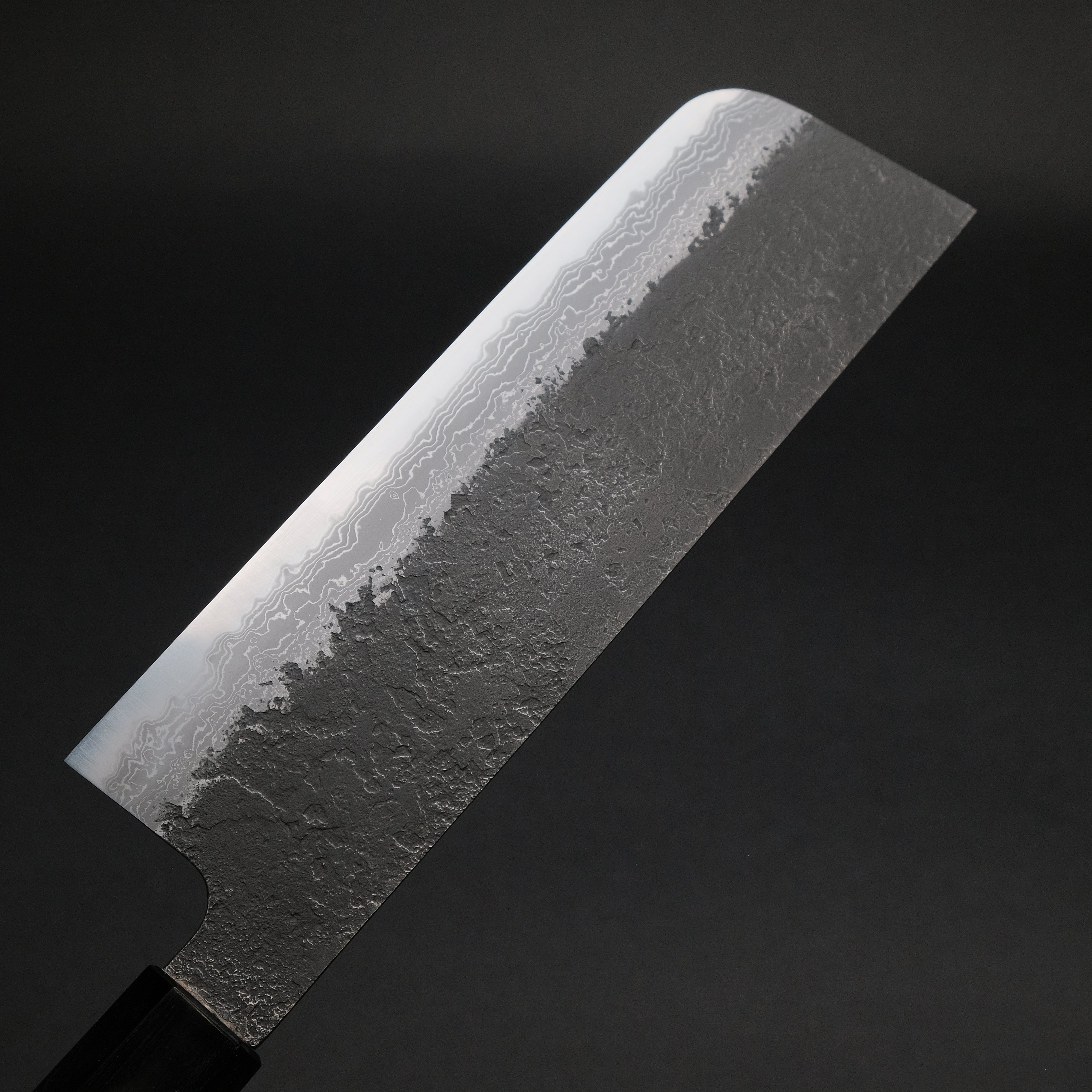 Ajikataya White #2 Nashiji Damascus Nakiri Knife 180mm - Olive Wood & Buffalo Horn Handle - Professional Japanese Vegetable Knife for Precise Chopping, Slicing, and Dicing in Home Kitchens