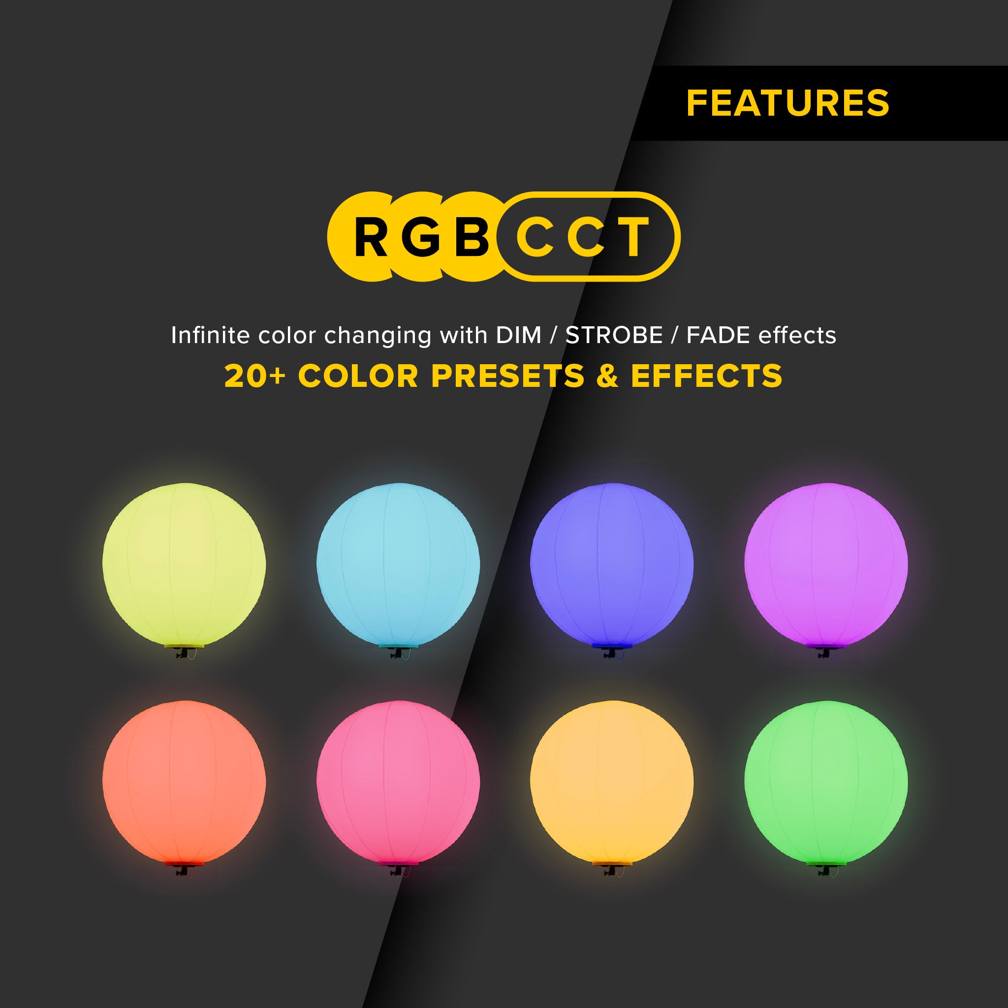 G3 DMX 400 Watt RGB+CCT Balloon Light Fixture - Professional LED Lighting for Stage, Events & Outdoor Use