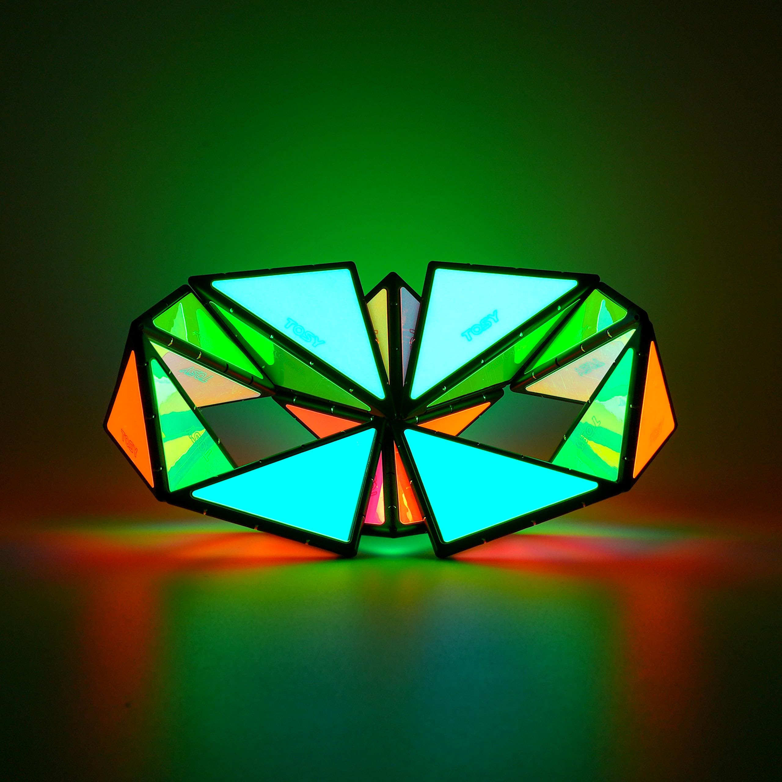 TOSY Magnetic Pyramid Glow Cube - 243 Rare Earth Magnets STEM Toy for Kids & Teens, Transforming Puzzle with Holographic Design (2-Pack) - Perfect for Easter Basket Stuffers, Creative Play & Educational STEM Learning