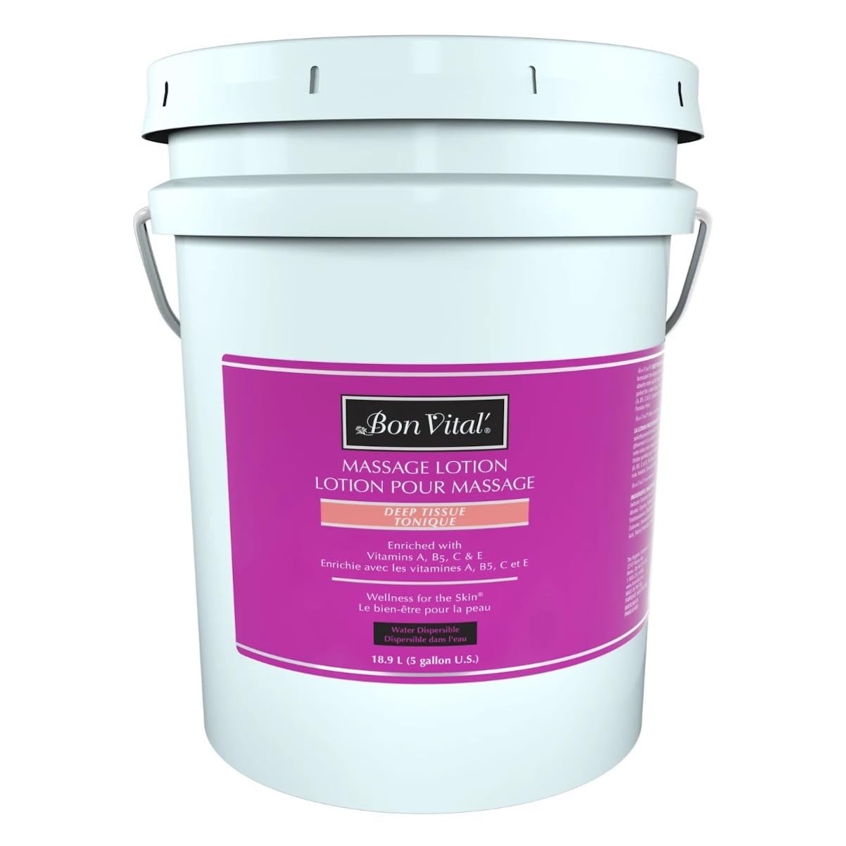 Bon Vital' Deep Tissue Massage Lotion - Professional Muscle Relaxation & Skin Repair, Non-Greasy Moisturizer for Therapists & Athletes (5 Gallon) | Ideal for Sports Recovery, Spa Treatments & Pain Relief
