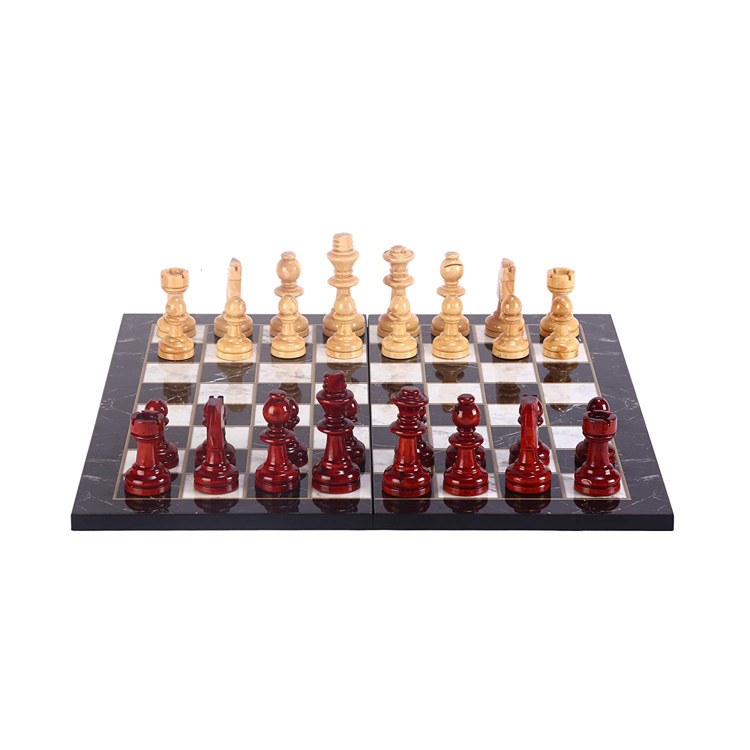 Handmade Boxwood Staunton Chess Set for Adults - 3.5 Inch King with Marble Design Wood Chess Board | Perfect for Home Decor, Game Nights & Gift Giving