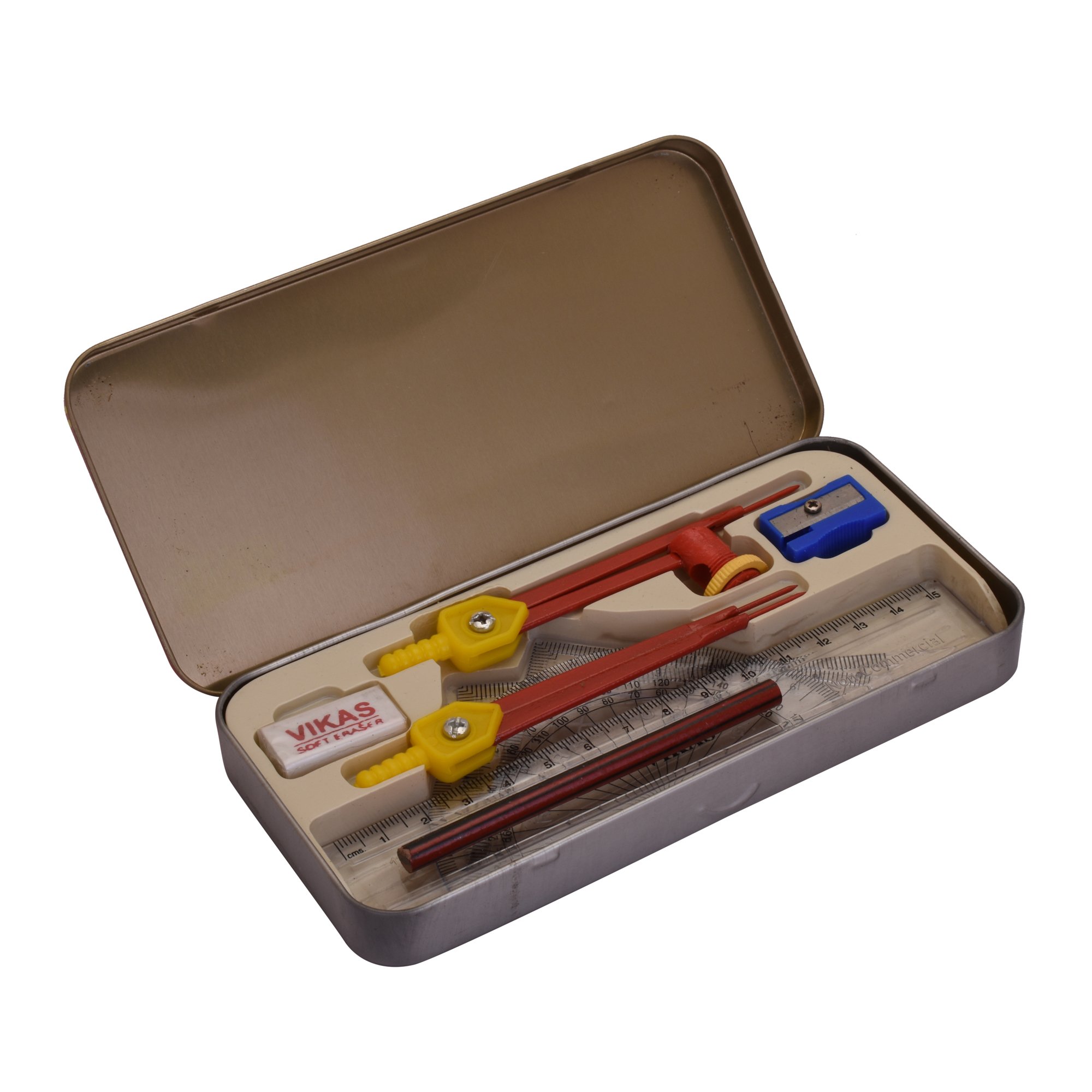 Figo Geometry Box - Red Plastic Organizer for Math & Drawing Tools - School Supplies, Engineering Drafting & Art Projects Storage Set