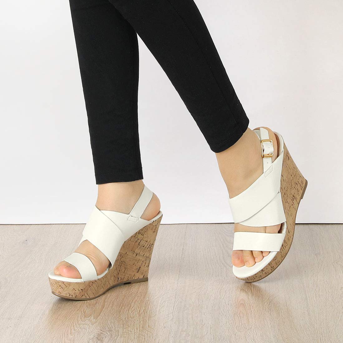 Allegra K Women's Wood Wedge Platform Sandals - Comfortable Summer Beach Shoes for Outdoor Walking, Vacation & Casual Outfits
