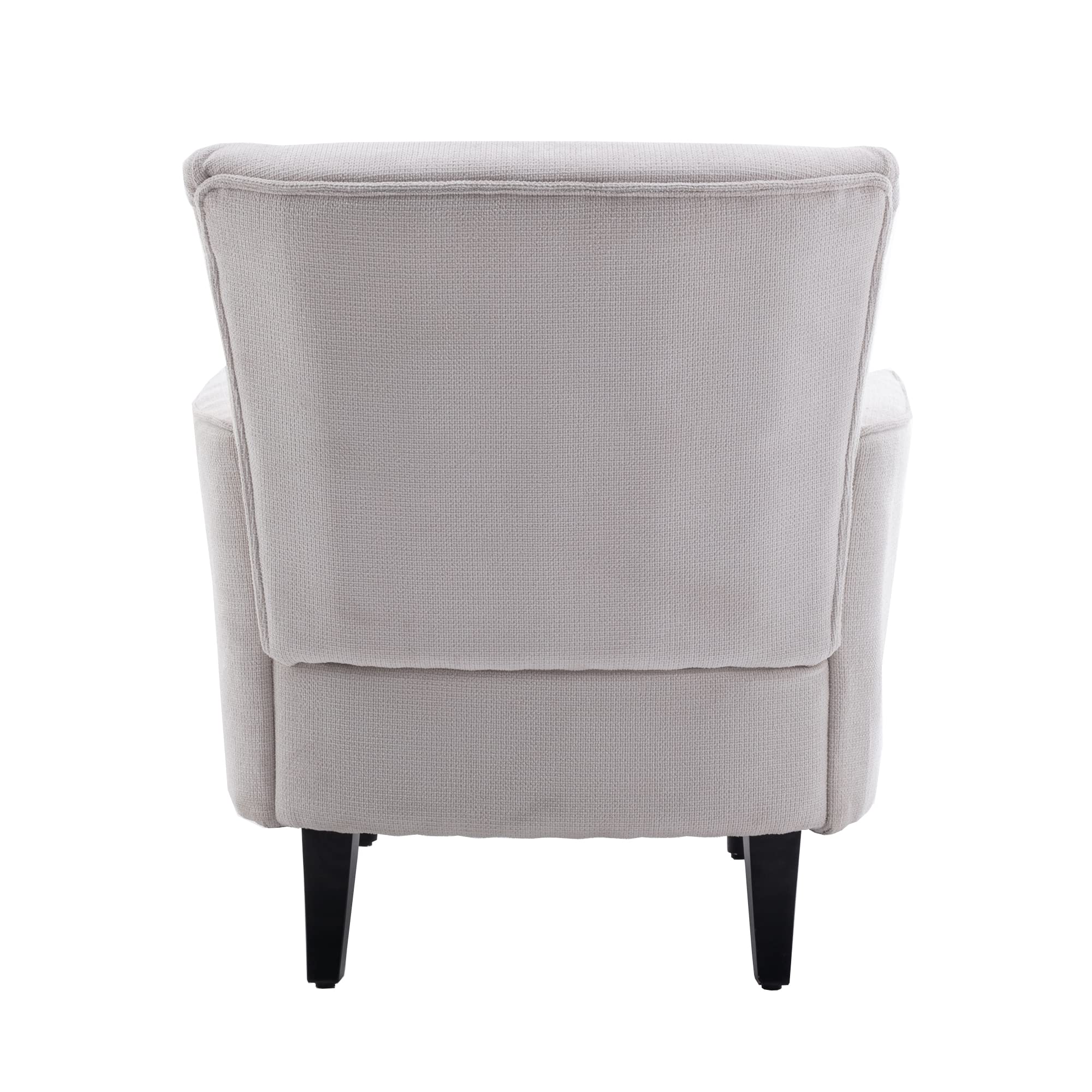 Mid Century Modern Accent Chair - Upholstered Linen Armchair with Solid Wood Legs & High Back for Living Room, Bedroom, Office - Comfortable Club Chair for Relaxing, Reading & Home Decor