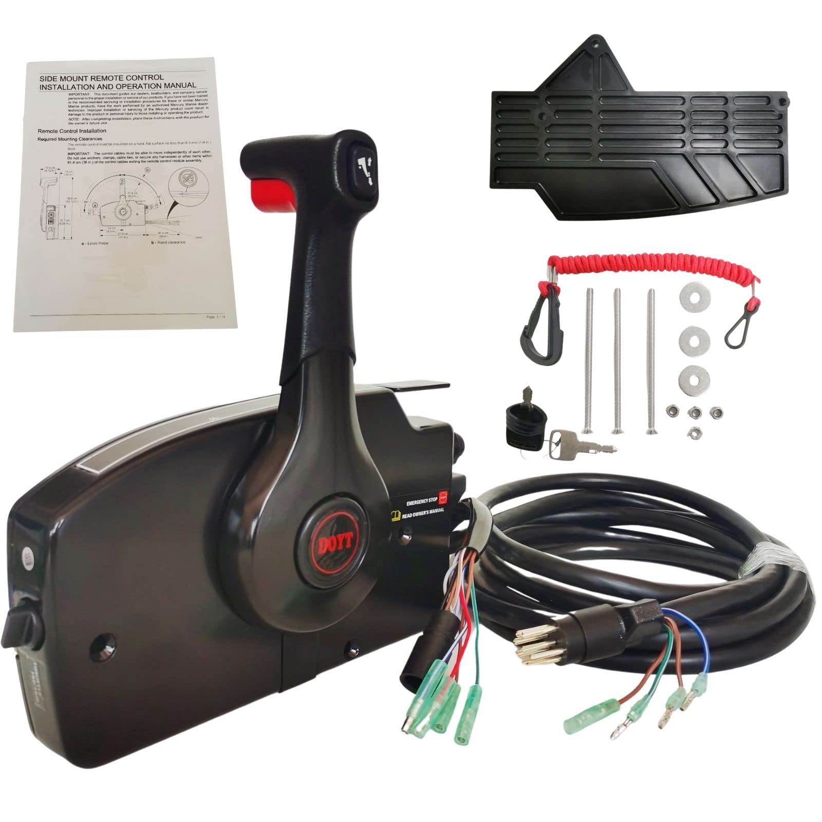 Mercury 881170A3 8-Pin Outboard Side Remote Control Box - Pull to Open, No Power Trim Switch - Perfect for Marine Boating & Fishing Accessories