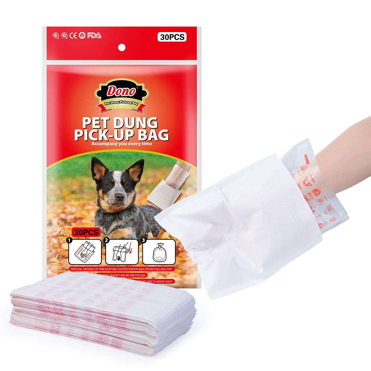 Flushable Dog Poop Bags - Biodegradable Pet Waste Bags for Small & Medium Dogs | Unscented Double-Layer Poop Pick Up Bags | Perfect for Walks, Park Visits & Backyard Cleanup