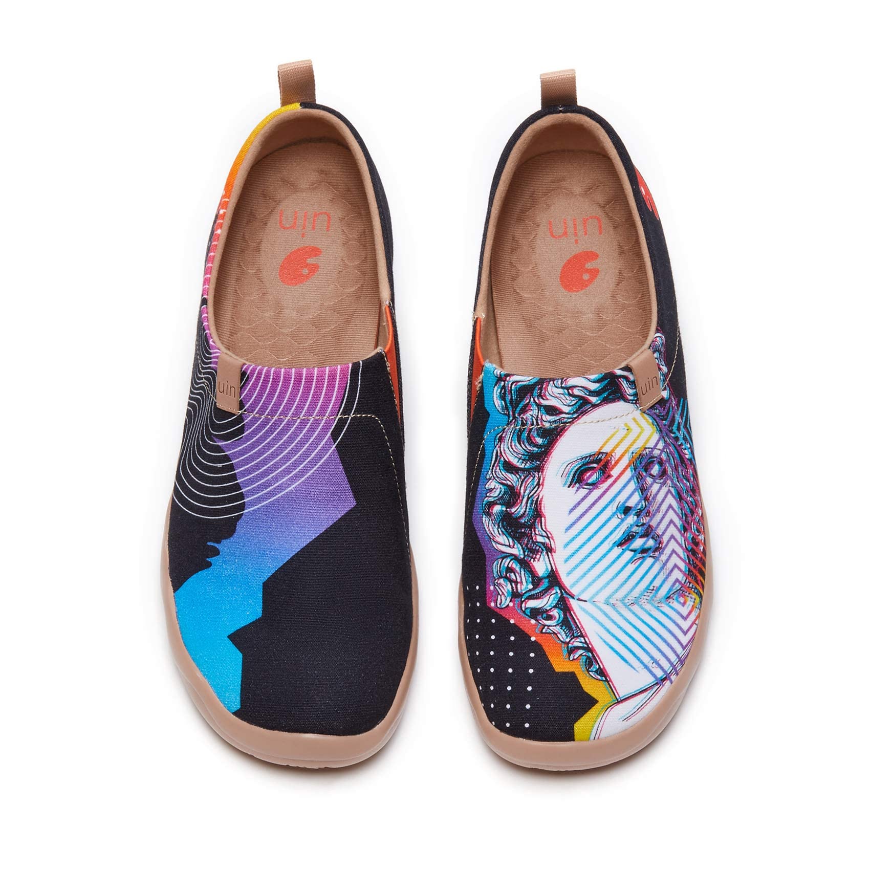 UIN Men's Slip-On Canvas Loafers - Lightweight Comfortable Walking Shoes for Travel & Casual Wear - Fashion Sneakers with Happy Doggies Design - Perfect for Daily Commute, Weekend Outings & Dog Walking