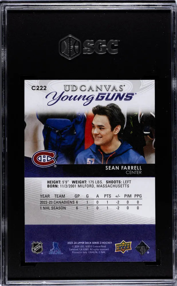 2023 Upper Deck Series 2 Hockey Sean Farrell UD Canvas Young Guns SGC 10 Graded Rookie Card - Perfect for NHL Collectors, Sports Memorabilia Enthusiasts & Investment