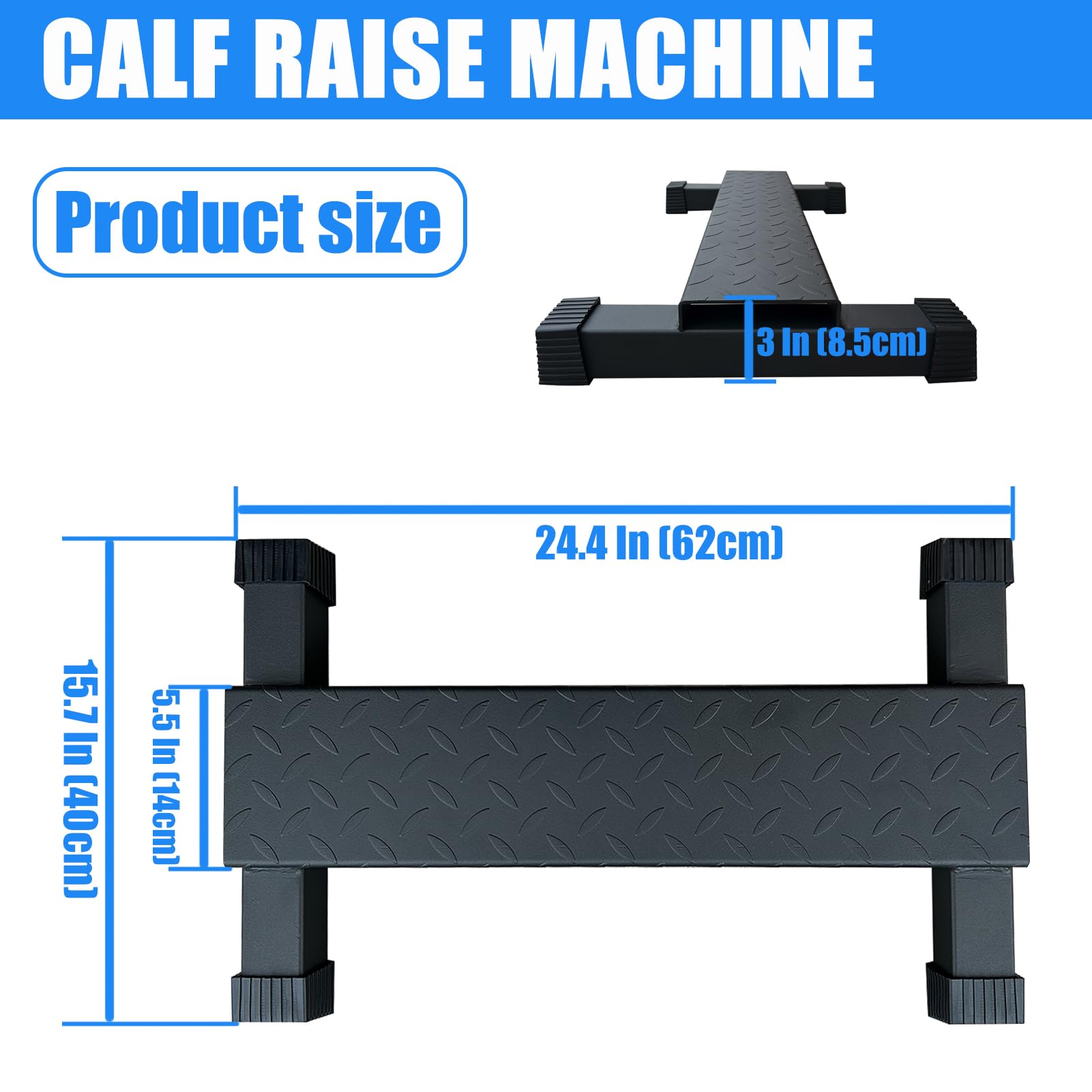 BLUSLM Steel Calf Raise Bar - Adjustable Standing Calf Stretching Machine for Squats, Foot Stretch & Strength Training - Anti-Slip Solid Block for Home Gym & Fitness Studio (Calf Raise BAR 1) - Perfect for Leg Day Workouts & Physical Therapy Recovery