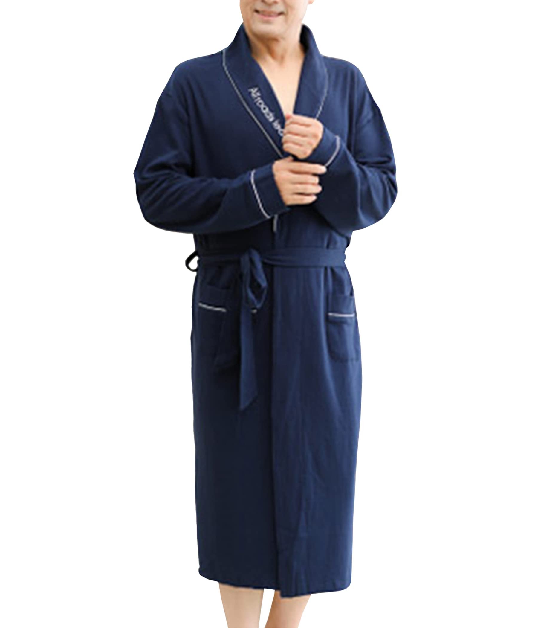 Men's Quick-Dry Bathrobe - Soft Polyester Cotton Blend Long Sleeve Cardigan Sleepwear & Dressing Gown for Home, Spa, and Lounging Comfort