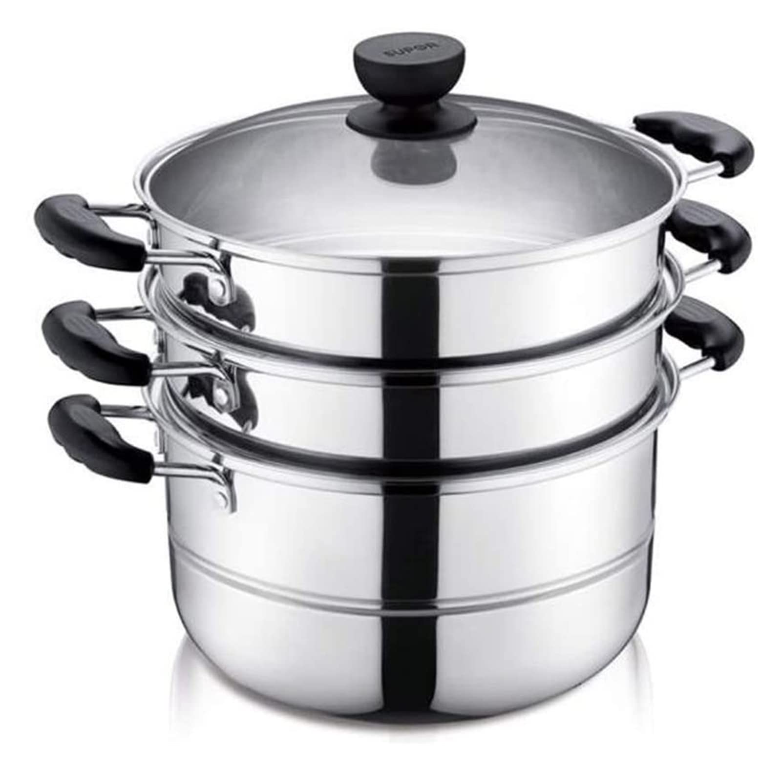 Handiya 26cm Stainless Steel 3-Layer Double Bottom Steamer Pot - Multi-Function Wok Cookware for Dumplings, Vegetables & Seafood - Perfect for Asian Cooking, Meal Prep & Healthy Eating