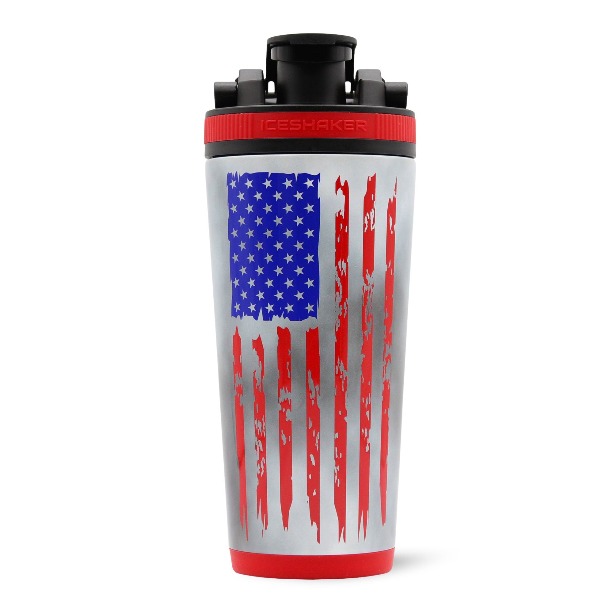 26oz Insulated Ice Shaker Bottle with 4D American Flag Design - Perfect for Gym, Workouts, Sports & Outdoor Activities