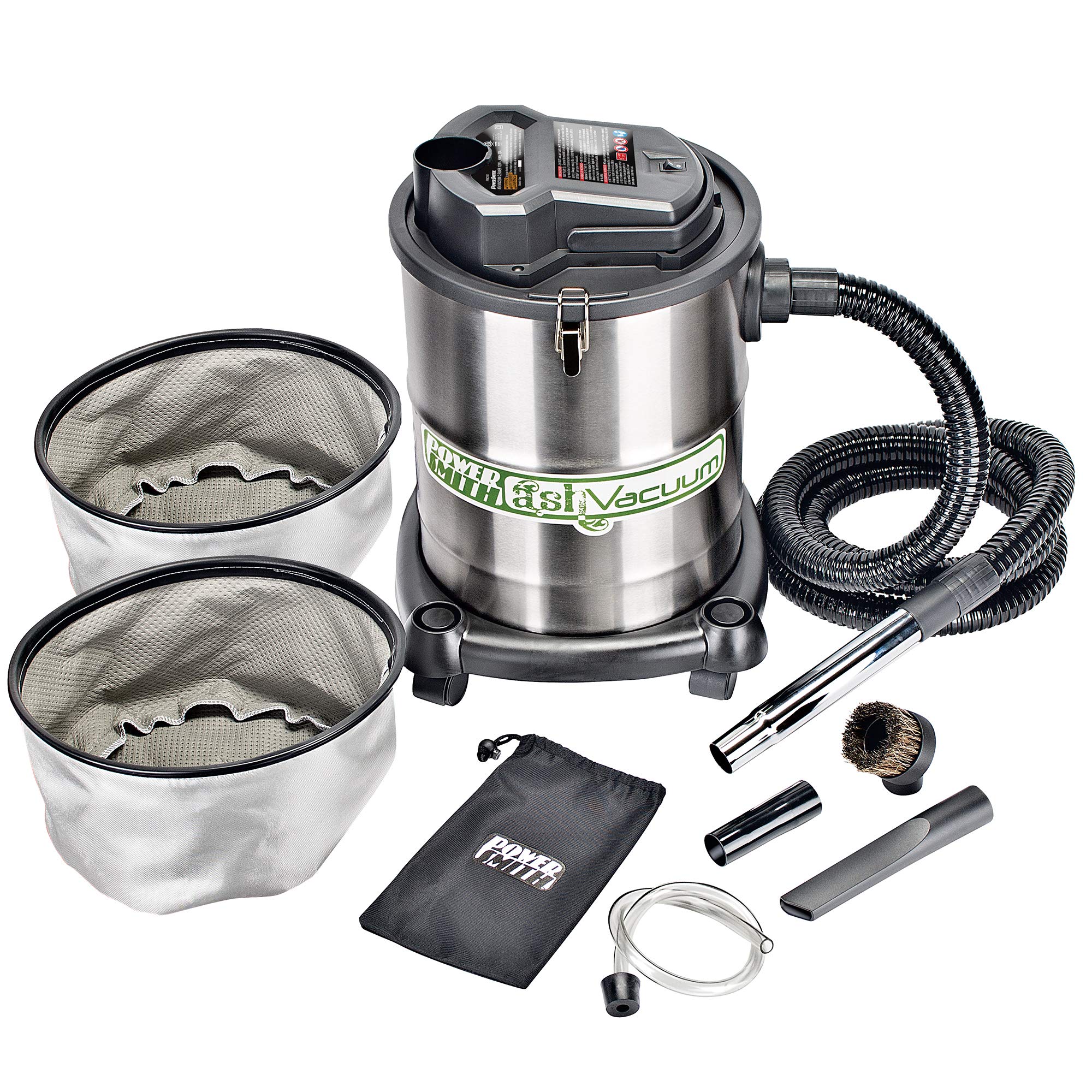 POWERSMITH Ash Vacuum Bundle with Replacement Hose - Powerful Fireplace & Wood Stove Cleaner for Easy Ash Removal - Perfect for Home, Garage & Outdoor Use