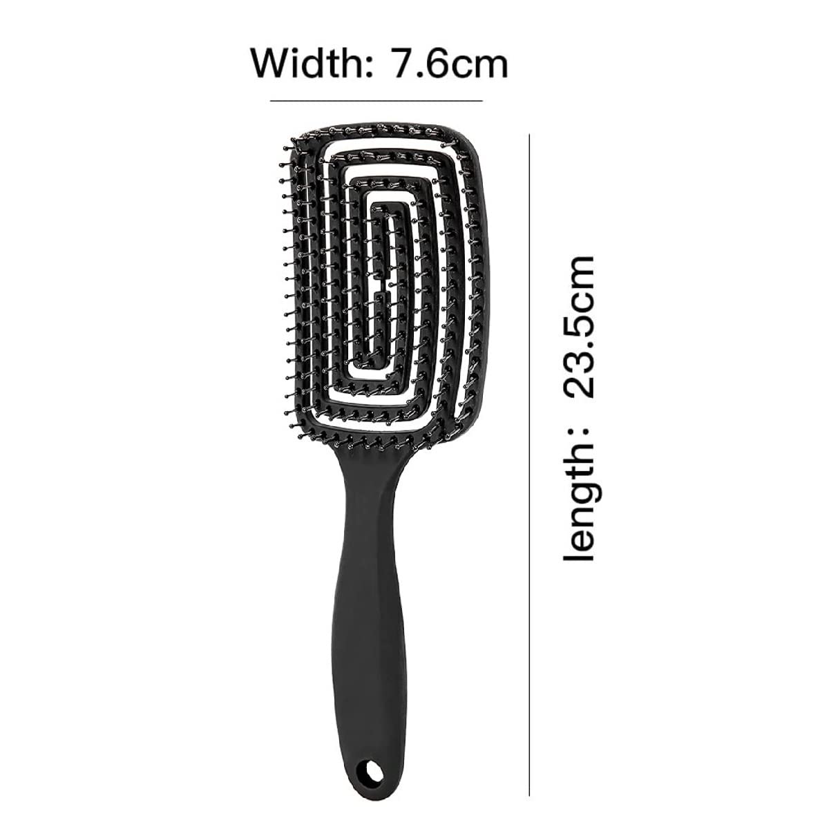 HENIJ Curved Vent Hair Brush for Blow Drying & Styling - Detangling Brush for Short Thick Hair - Professional Salon Quality Hairbrush for Men & Women (Black) - Perfect for Home Use, Travel & Salon Styling