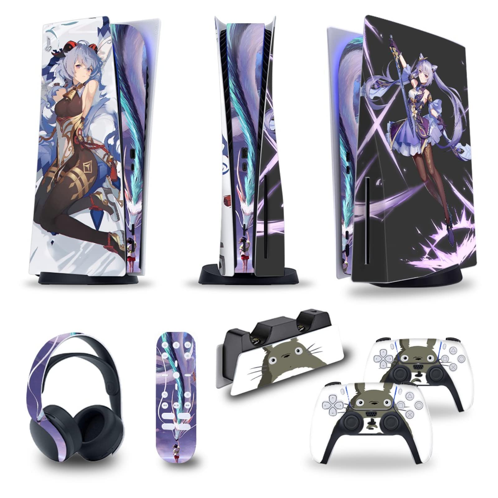 Langardirect 5-in-1 Full Set Skin Decal for PS5 Console (Disk/Digital Edition) - Vinyl Sticker Cover for PS5 Controller, Charging Station, Headset & Media Remote - Protective Decal for Gaming Setup & Home Entertainment System