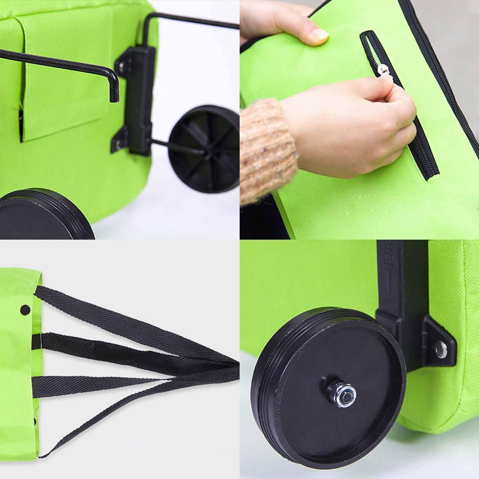 Foldable Shopping Cart with Wheels - Portable Grocery Cart with Removable Waterproof Bag, Large Capacity Utility Cart for Stair Climbing - Perfect for Grocery Shopping, Laundry, and Outdoor Market Trips