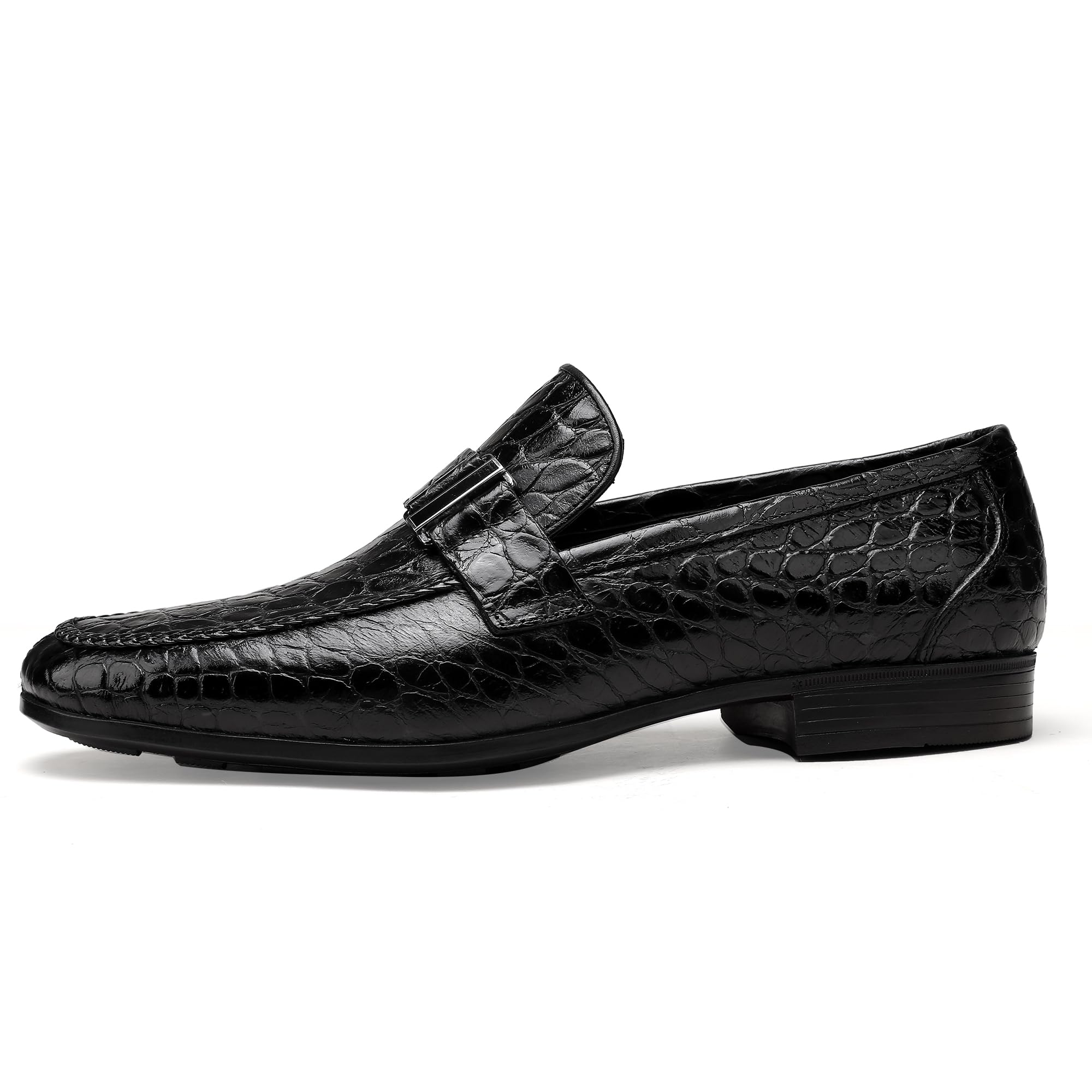 Premium Men's Dress Shoes - Classic Alligator Print Business Leather Slip-On Loafers | Formal Office Wear & Wedding Attire for Gentlemen