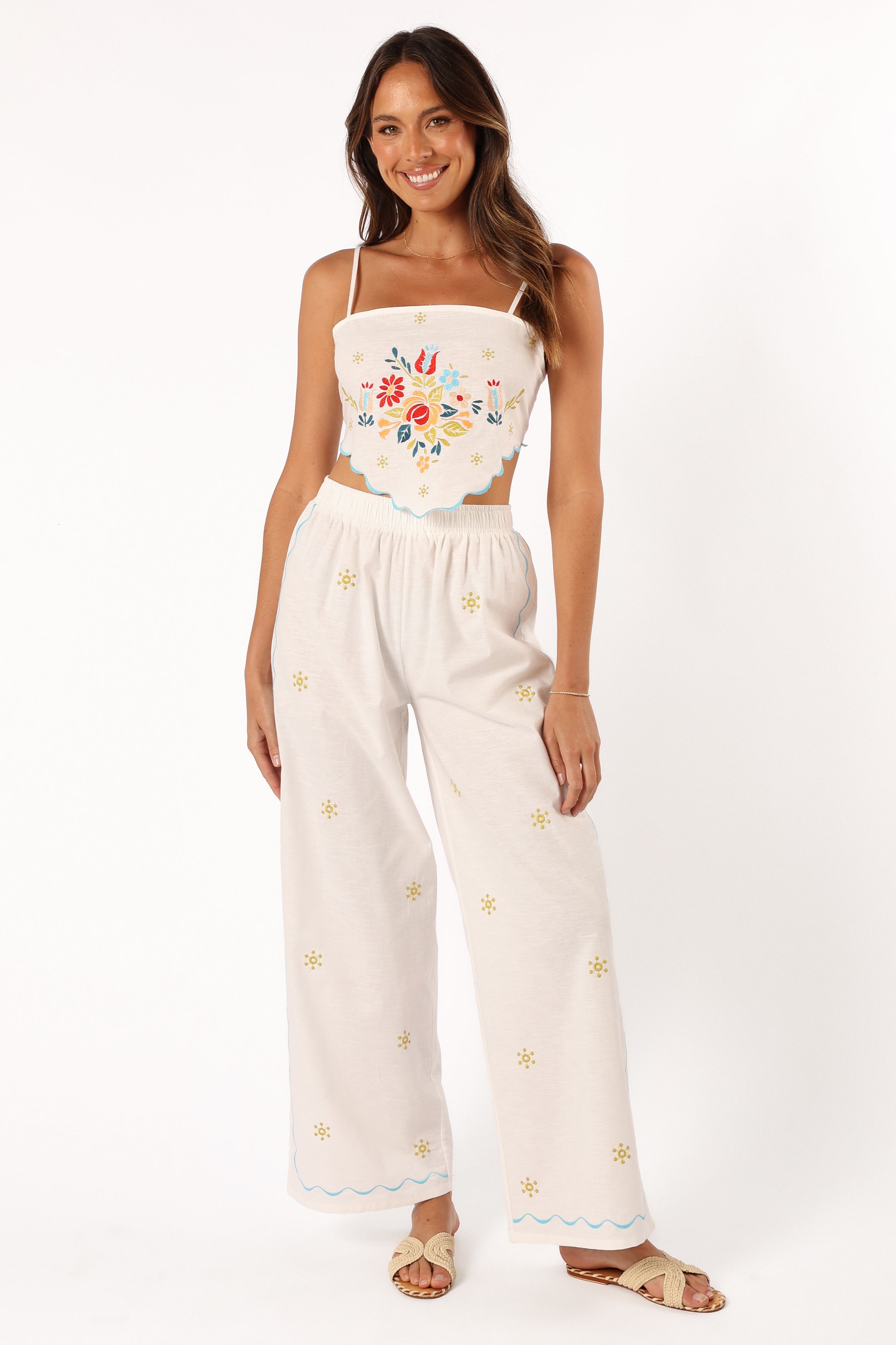 Elizabeth Women's Pant Set - Off White Casual Outfit for Work, Travel & Everyday Wear