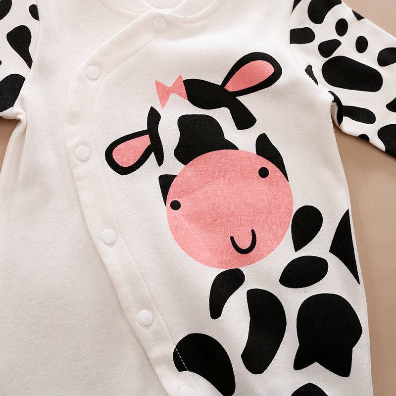 Adorable Baby Cow Print Jumpsuit - Soft & Comfortable Romper for Newborns & Infants | Perfect for Playtime, Photo Shoots & Everyday Wear