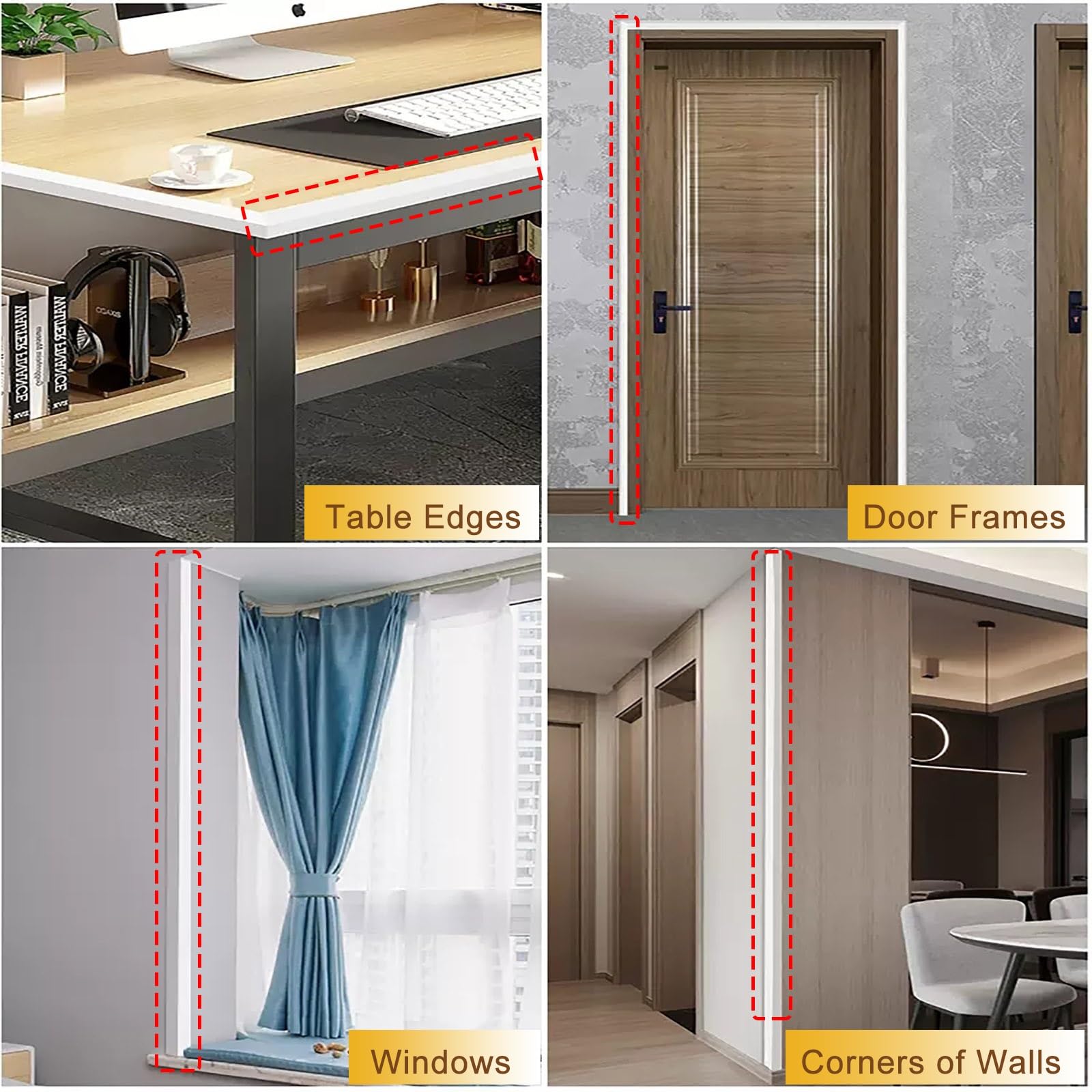 Heavy Duty Drywall Corner Guards - 74.8 Inch Rubber Wall Protectors for Garage & Home with Strong Double-Sided Tape (Beige) | Perfect for High-Traffic Areas, Doorways & Furniture Protection