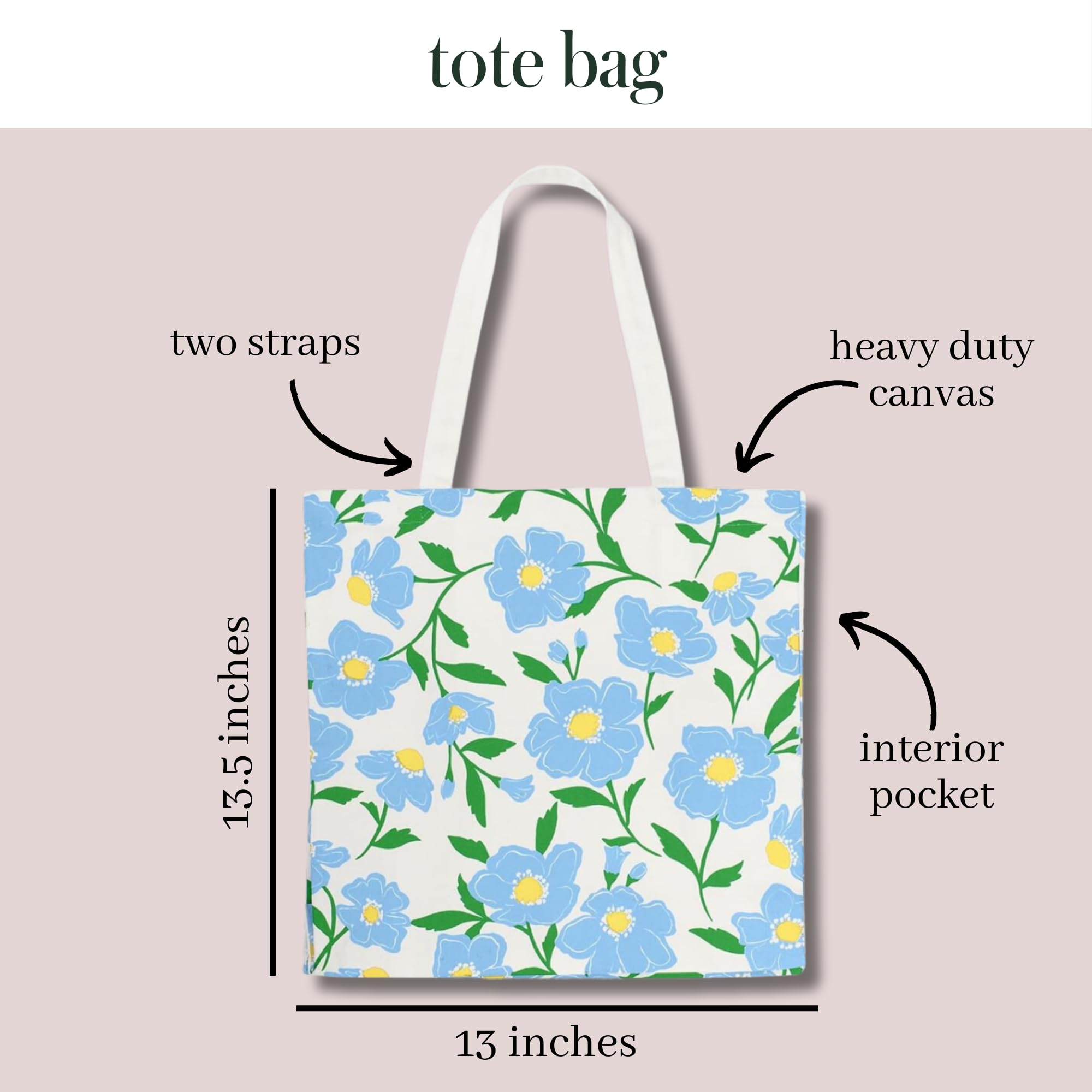 Kate Spade New York Women's Canvas Tote Bag - Floral Print Work Bag, Teacher Tote & Beach Bag with Pockets | Perfect for Office, School, Travel & Summer Outings