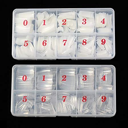 Cosluxe 500pcs Acrylic False Nails Tips - Clear Artificial Nails for Salon & DIY Nail Art - 10 Sizes Half Cover Fake Nails with Storage Box - Perfect for Home Manicures, Parties & Special Occasions