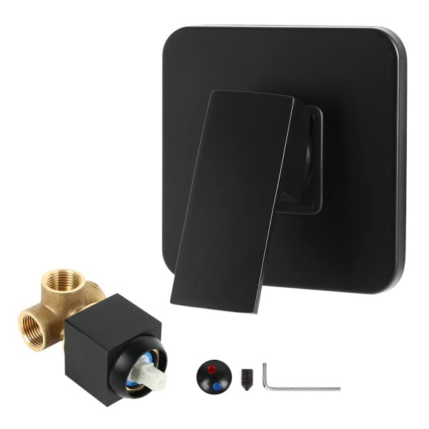 Premium All-Copper In-Wall Shower Mixer Valve Kit with Screw Wrench - Square Tee Concealed Shower Faucet in Black for Modern Bathrooms | Perfect for Bathroom Renovation & Luxury Shower Systems