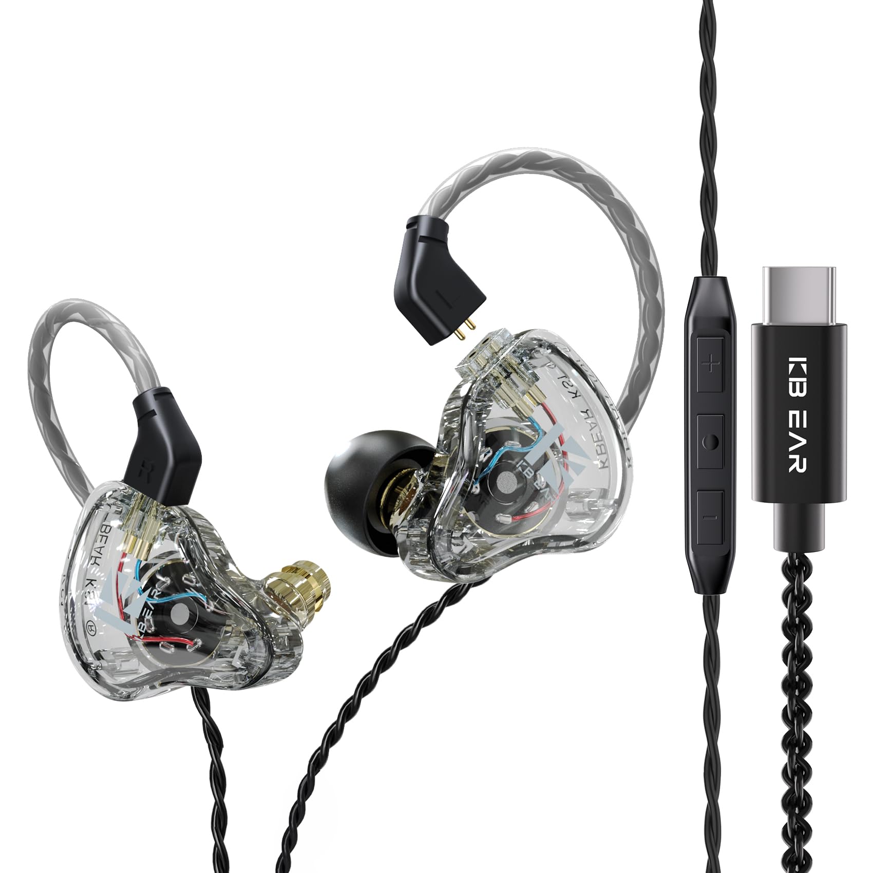 KBEAR KS1 USB C Wired Earbuds with Noise Canceling & HiFi Bass - Type C In-Ear Headphones with Microphone for Samsung Galaxy S20/S21/S22/S23/S24 - Perfect for Musicians, Singers & Audiophiles (Ideal for Studio Recording, Live Performances & Daily Commuting)