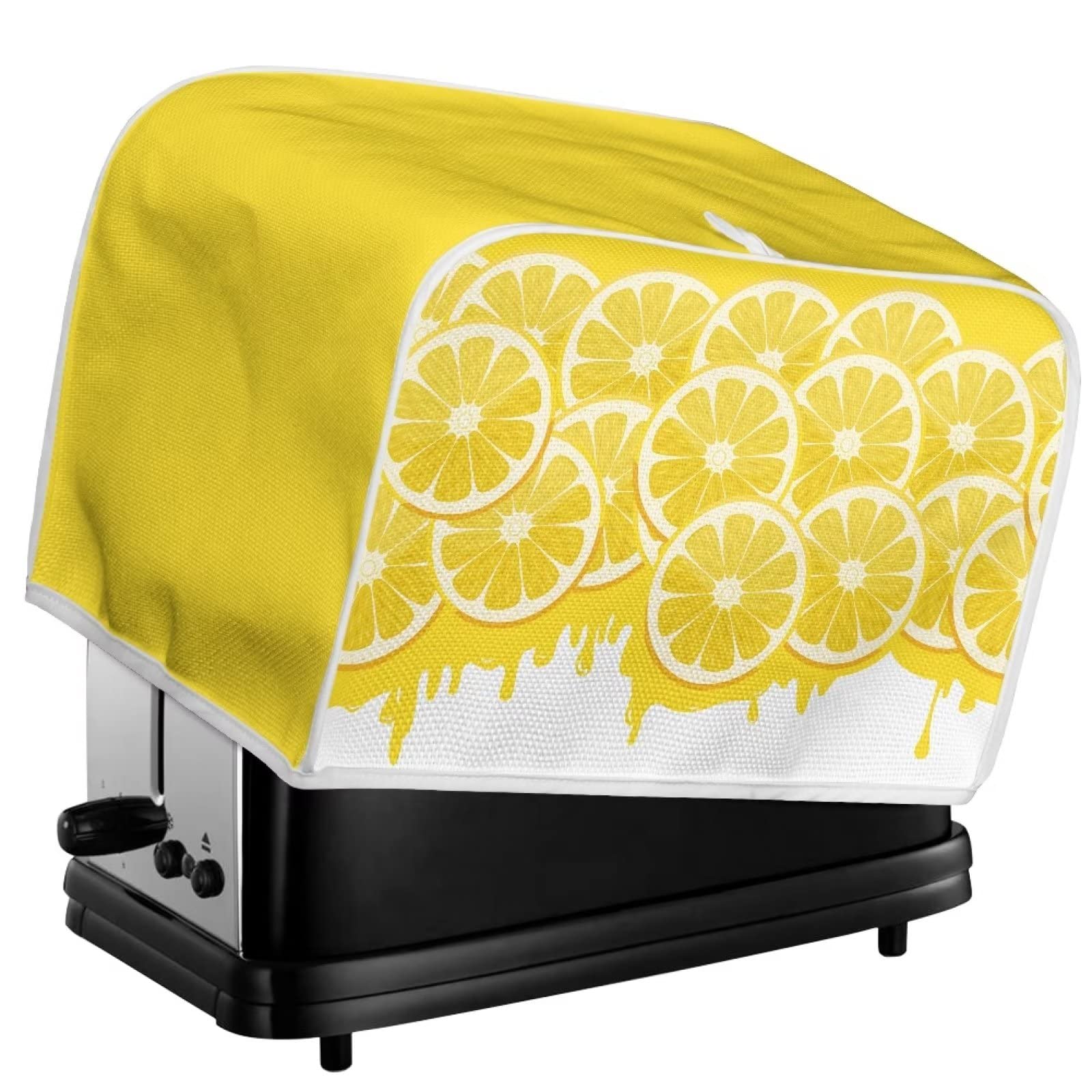 Chaqlin 2 Slice Toaster Oven Cover with Yellow Lemon Design - Heat Resistant Appliance Protector for Kitchen, Dorm, RV - Includes Carrying Bag for Easy Storage & Travel