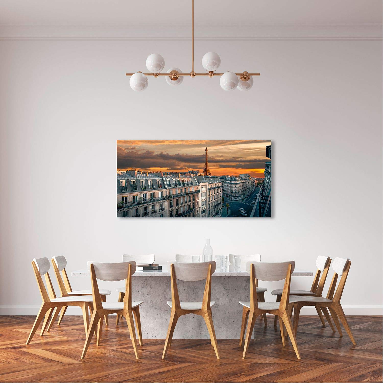 Cityscape Canvas Art Print - Pangea Images 'Morning in Paris' - 47x24 Inch Wall Decor for Living Room, Bedroom & Office