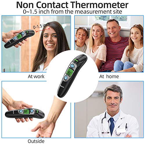 Non-Contact Infrared Thermometer for Forehead & Ear - Accurate Digital Thermometer for Adults, Kids & Babies - Perfect for Home, Clinic & Travel Use