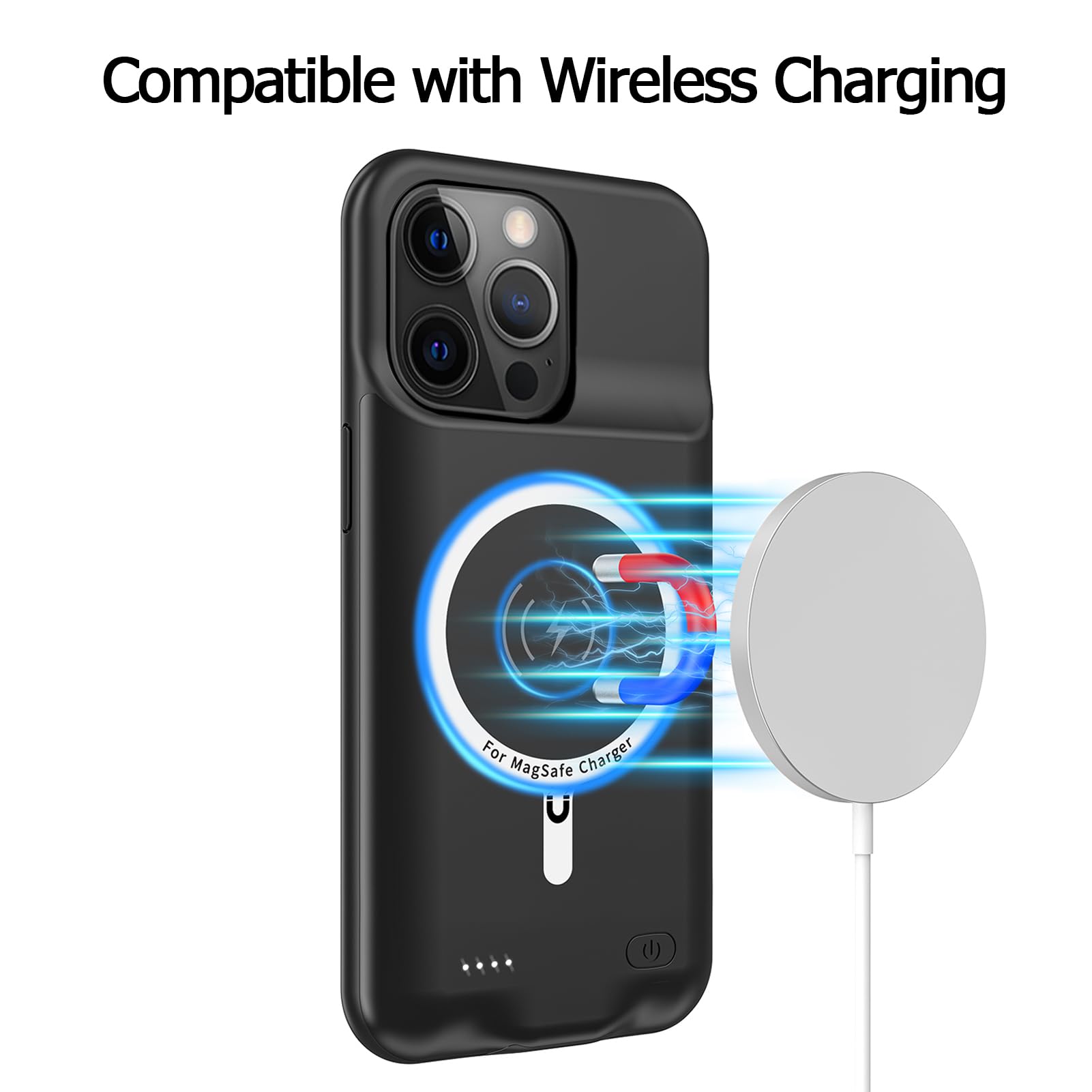 12000mAh Battery Case for iPhone 15 Pro Max (6.7 inch) - High Capacity Rechargeable Charging Case with Wireless Charging | Portable Power Bank for Travel, Work & Outdoor Activities | Compatible with iPhone 15 Pro Max - Black