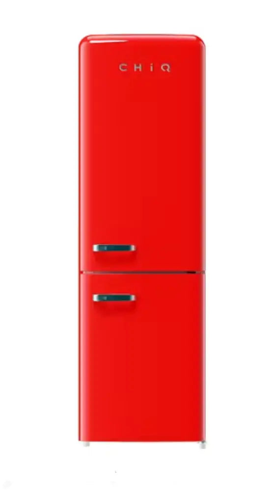 CHiQ CRBM228NR3 231L Retro Style Bottom Mount Refrigerator - Vintage Red Mini Fridge for Home, Office, Dorm & Bar - Energy Efficient Compact Freezer with Adjustable Shelves