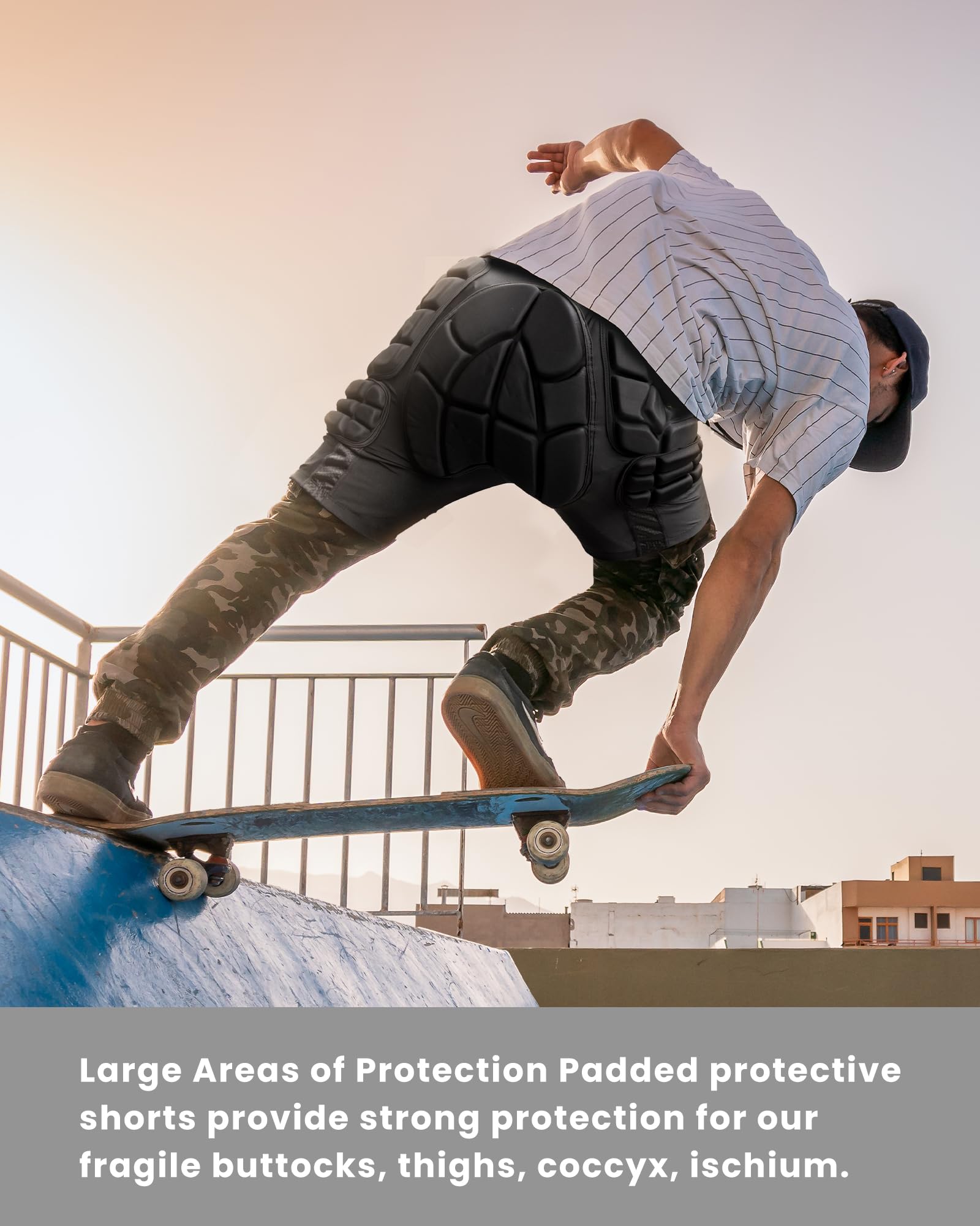 OutdoorMaster 3D Protection Snowboard Impact Shorts with Thick EVA Pads - Tailbone Protection for Snowboarding, Skiing & Skating - Available in 3 Sizes - Perfect for Winter Sports & Extreme Activities