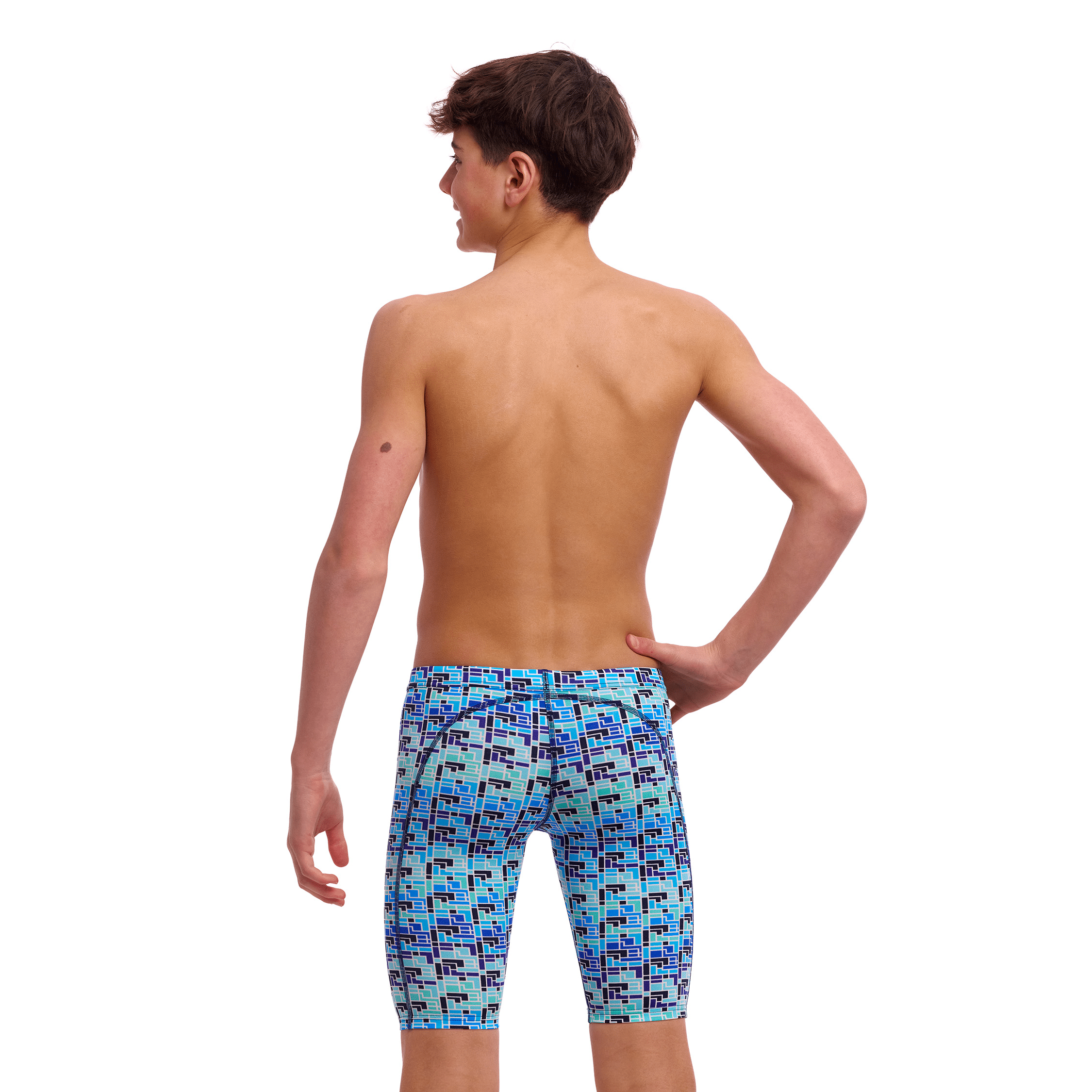 Funky Trunks Jack Stack Boys Swim Training Jammers - Quick Dry Swimwear for Competitive Swimming & Pool Workouts