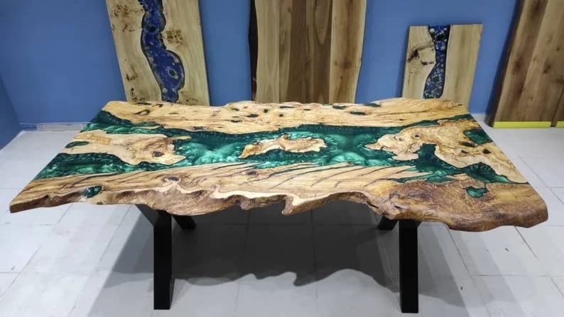 Custom Epoxy Resin Dining Table for 2-8 People - Handmade Wood & River Design Coffee Table - 36