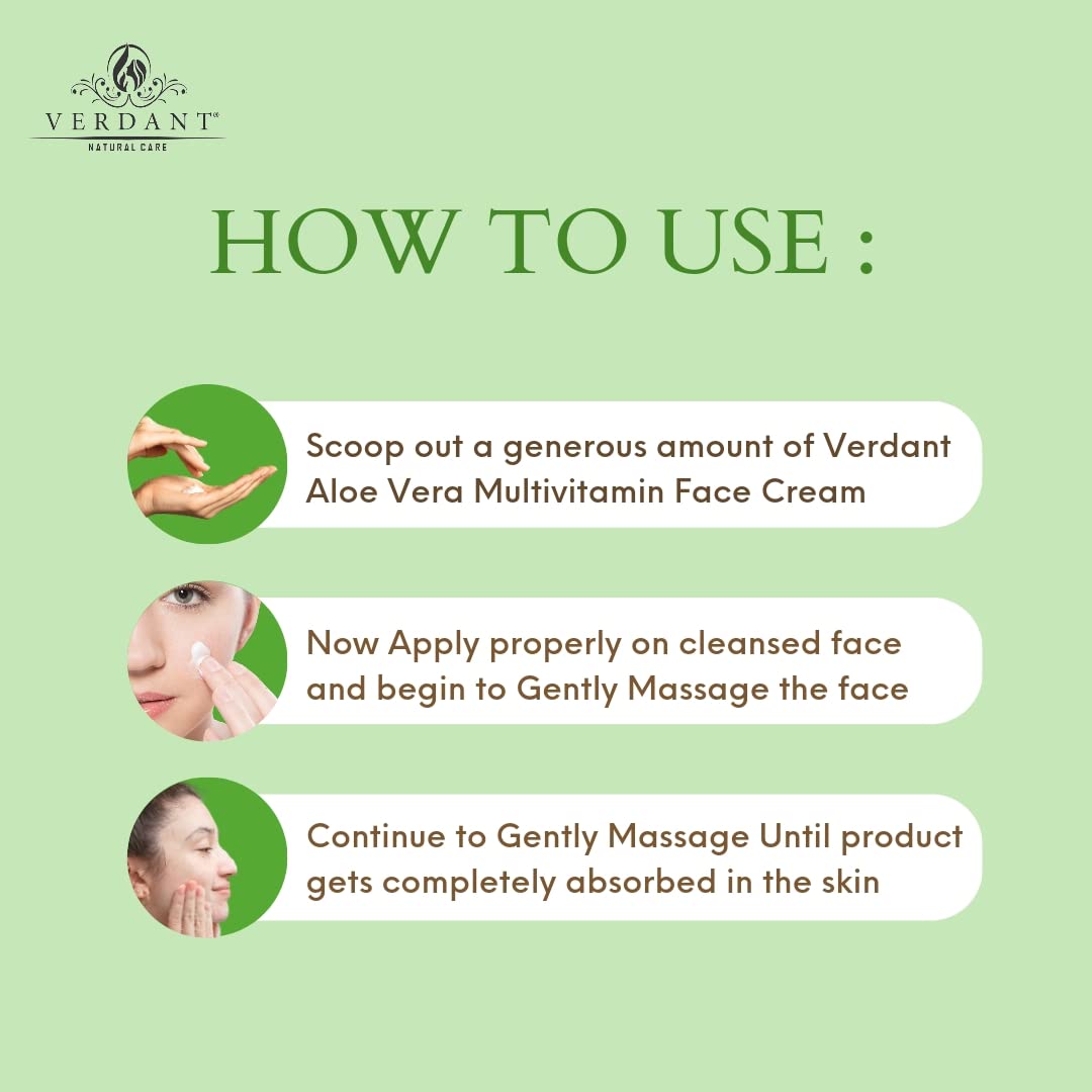 Verdant Aloe Vera Face Cream | Multi-Vitamin Moisturizer for Dry & Sensitive Skin | Paraben-Free, 100ml | Hydrating & Soothing for Daily Skincare Routine