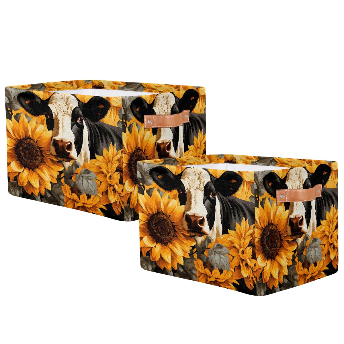 Foldable Storage Baskets with Handles - 2 Pack for Home & Shelves Organization