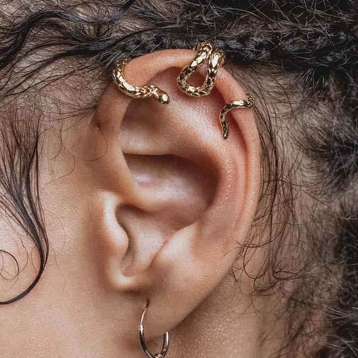 MINERVA Gold Snake Ear Wrap Cuff - Stylish Boho Jewelry for Women, Perfect for Parties, Weddings & Everyday Wear