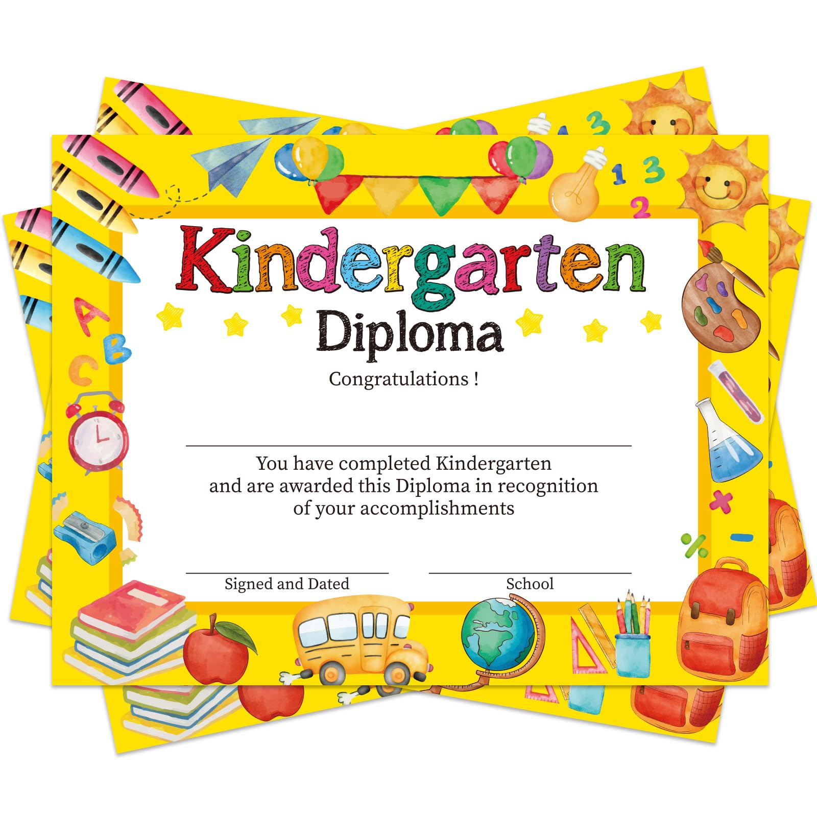 35 Pcs Kindergarten Graduation Diploma Certificates for Kids - 8.5 x 11 Inch Award Certificates for Students & Teachers - Perfect for Preschool Graduation Ceremonies, End-of-Year Celebrations, and Classroom Awards