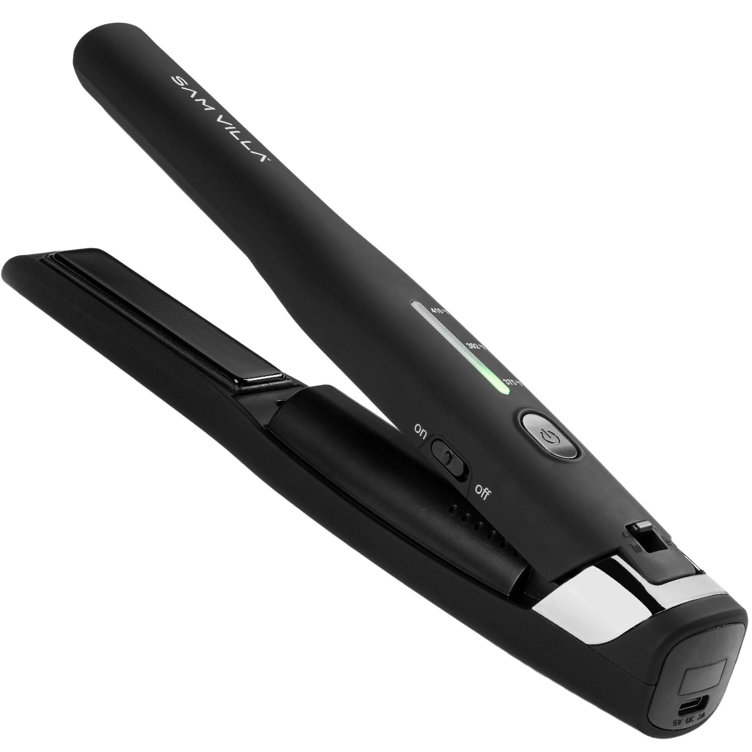 Sam Villa Pro Results Cordless Flat Iron - 45 Min Cordless Hair Straightener for Travel & On-the-Go Styling | Black | Perfect for Home, Salon & Vacation Use