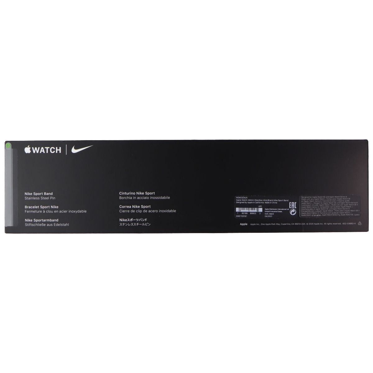 Apple Watch 44mm Nike Sport Band - Obsidian Mist/Black - Compatible with 49mm, 46mm, 45mm, 44mm Apple Watch - Perfect for Running, Workouts & Active Lifestyle