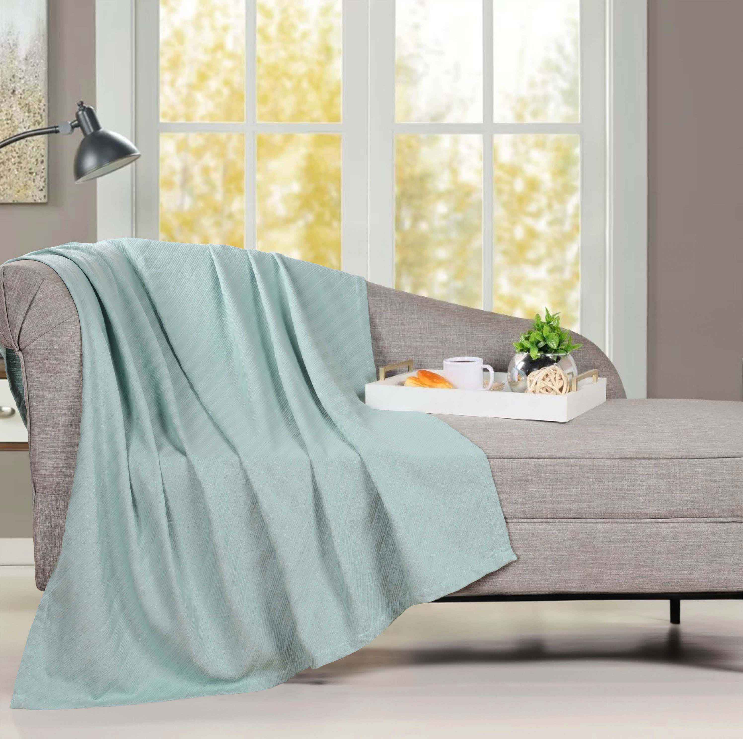 Soft Milan Cotton Textured Striped Lightweight Woven Blanket - Perfect for Sofa, Bed & Outdoor Picnics - Breathable & Cozy Throw